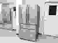 The GE Profile PGE29BYTBFS Smart Refrigerator set up outside our refrigerator testing labs.
