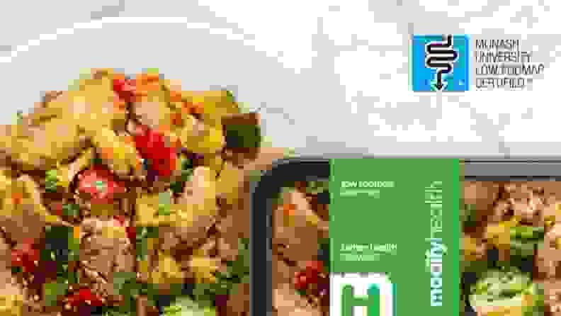 A package of ModifyHealth meals with the low FODMAP certification.