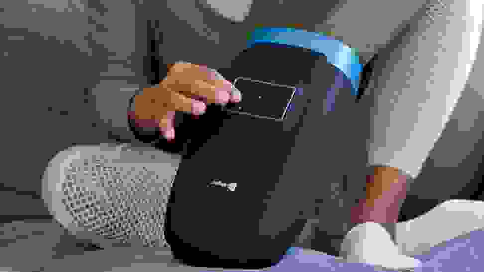 Close-up photo of a model enjoying the LifePro Hand Massager.