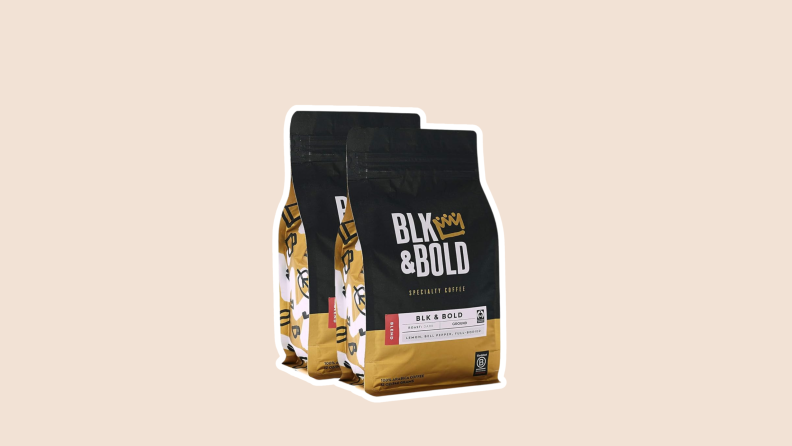 Two packages of coffee from Blk & Bold Coffee.