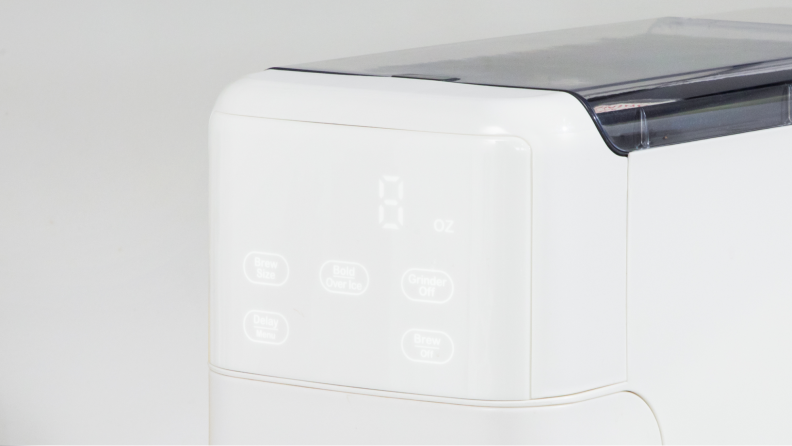 Close-up of the coffee maker's touchscreen.