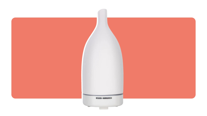A Saje Aroma Diffuser in white color.