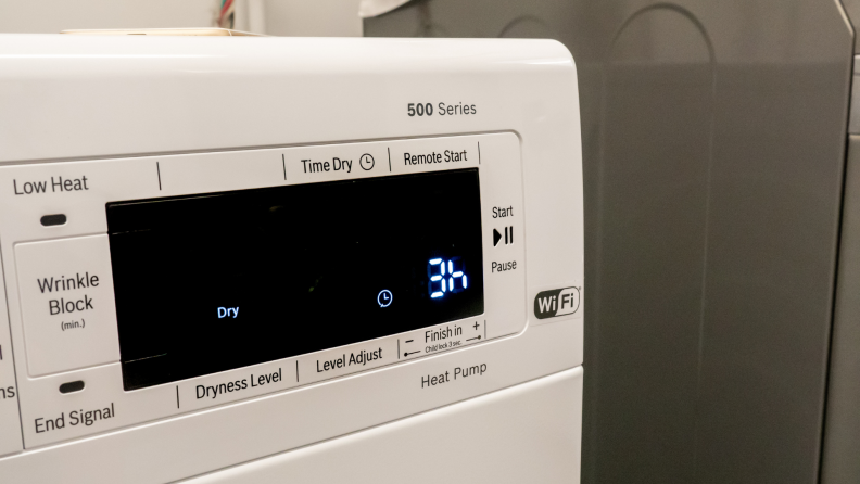 Dryer screen display reading 3 hours