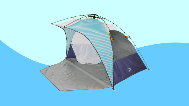 LL Bean beach tent on colored background