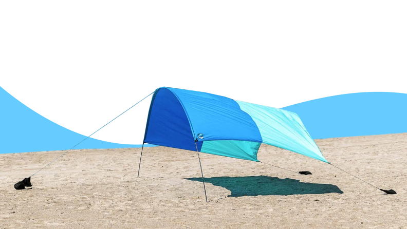 Shibumi sun shade on colored background